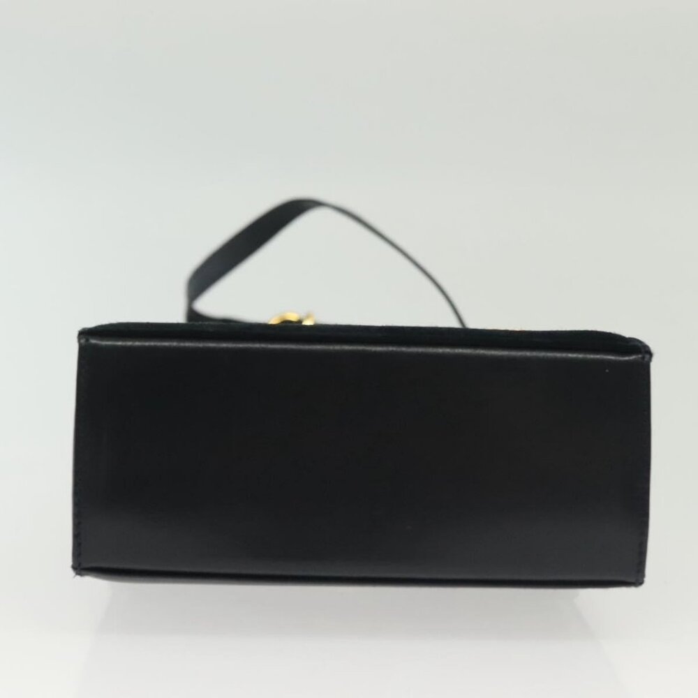 Salvatore Ferragamo Gancini Shoulder Bag Leather Suede Navy Gold Auth - Picture 10 of 16